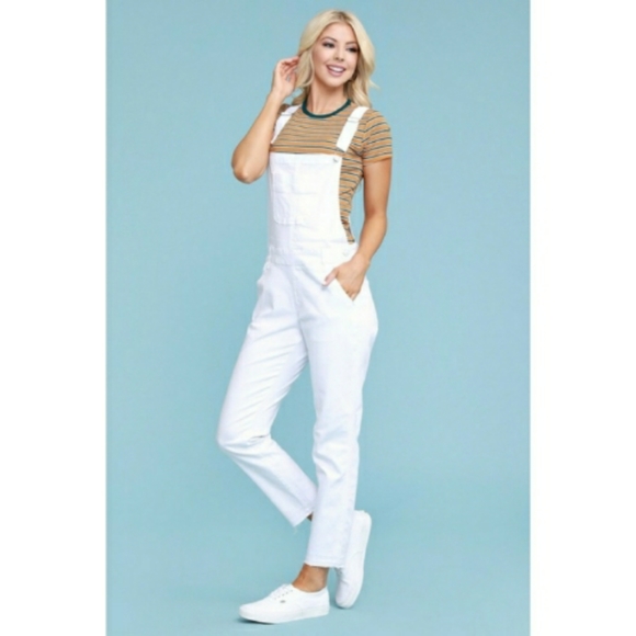 S M L White Relaxed Overalls - Picture 6 of 7